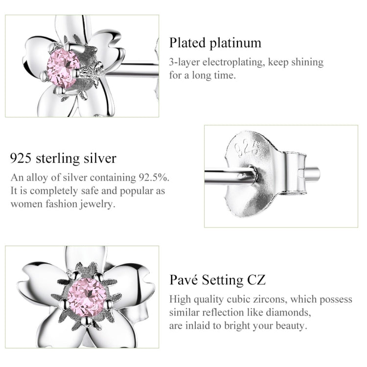 Brincos de Flor em Prata Esterlina S925 Brincos Simples com Zircónia e Temperamento, SCE784