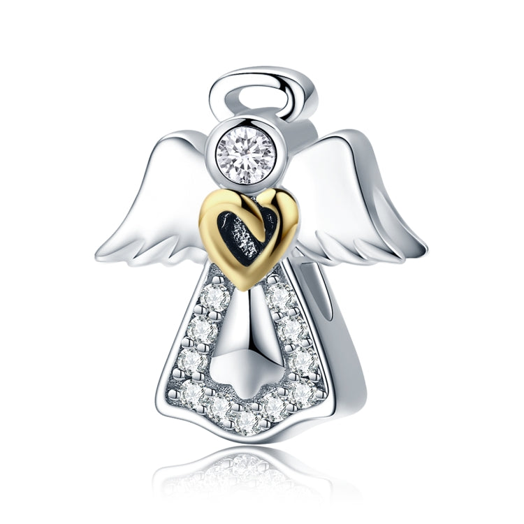 Pingente Anjo Guardião em Prata Esterlina S925 com Diamante e Gota de Óleo, Acessórios para Pulseira DIY