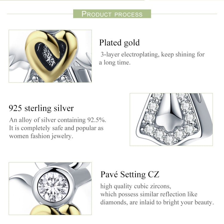 Pingente Anjo Guardião em Prata Esterlina S925 com Diamante e Gota de Óleo, Acessórios para Pulseira DIY