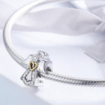 Pingente Anjo Guardião em Prata Esterlina S925 com Diamante e Gota de Óleo, Acessórios para Pulseira DIY