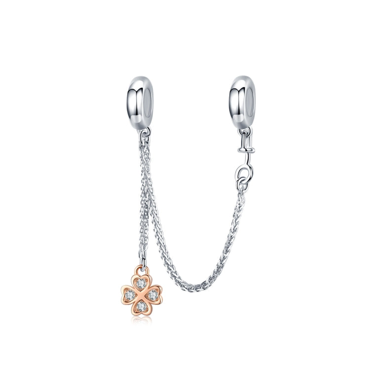 Pulseira DIY com Corrente de Segurança de Trevo em Prata Esterlina S925 com Revestimento de Platina, SCC1261