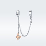 Pulseira DIY com Corrente de Segurança de Trevo em Prata Esterlina S925 com Revestimento de Platina, SCC1261