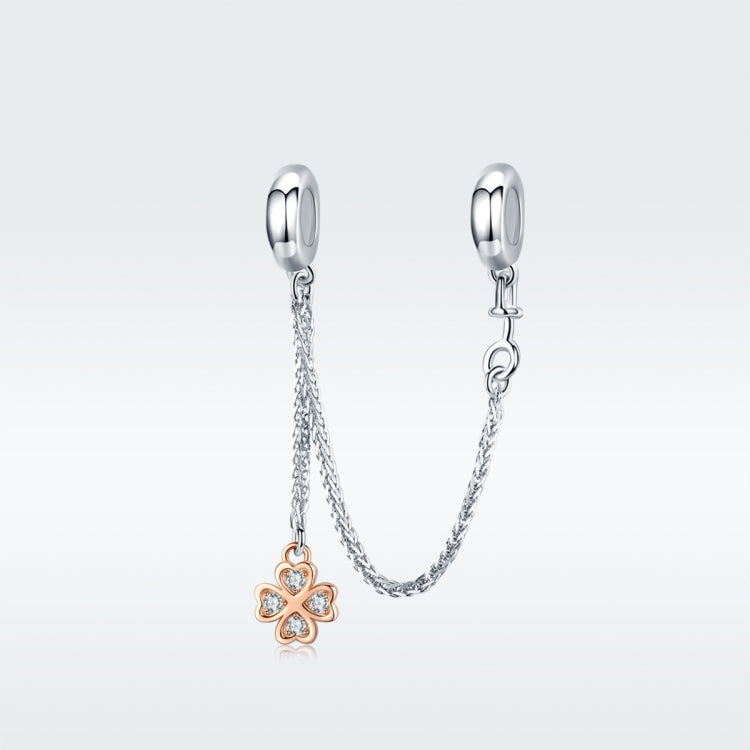 Pulseira DIY com Corrente de Segurança de Trevo em Prata Esterlina S925 com Revestimento de Platina, SCC1261