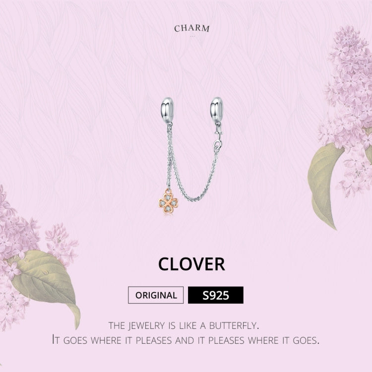 Pulseira DIY com Corrente de Segurança de Trevo em Prata Esterlina S925 com Revestimento de Platina, SCC1261