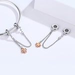 Pulseira DIY com Corrente de Segurança de Trevo em Prata Esterlina S925 com Revestimento de Platina, SCC1261