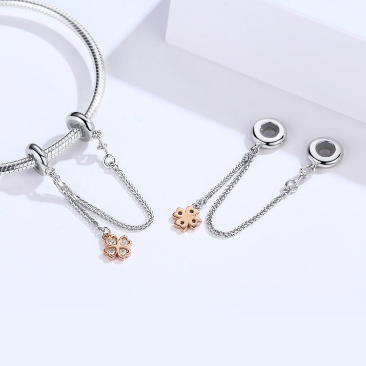 Pulseira DIY com Corrente de Segurança de Trevo em Prata Esterlina S925 com Revestimento de Platina, SCC1261