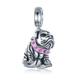 Pulseira com Pingente de Bulldog com Contas em Prata Esterlina S925, SCC552