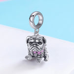 Pulseira com Pingente de Bulldog com Contas em Prata Esterlina S925, SCC552