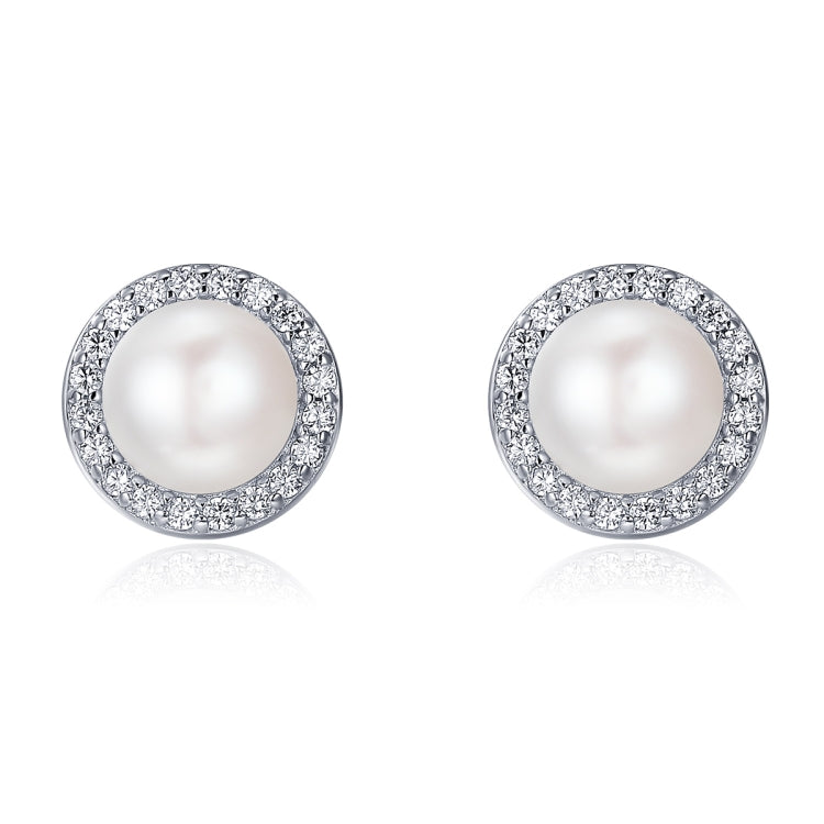Brincos Simples de Pérola com Diamante para Senhora, Temperamento, Brincos em Prata Esterlina S925, SCE122