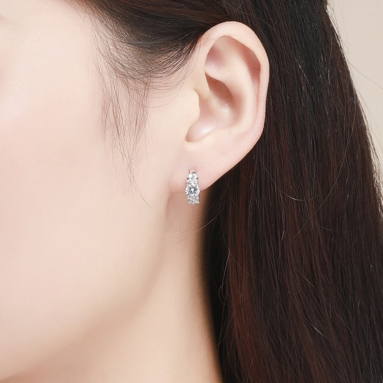 Sterling Silver Zircon Earrings Simple Temperament S925 Earrings, Silver, Gold