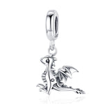 Pingente de Dragão em Prata Esterlina S925 Acessórios para Pulseira DIY, SCC1322