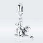 Pingente de Dragão em Prata Esterlina S925 Acessórios para Pulseira DIY, SCC1322
