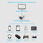 3 Adaptadores Bluetooth V5.0 para Computador, Portátil, Teclado USB e Recetor de Áudio