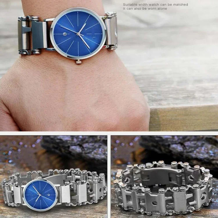 Pulseira Multifuncional de Aço Inoxidável para Sobrevivência ao Ar Livre para Homens