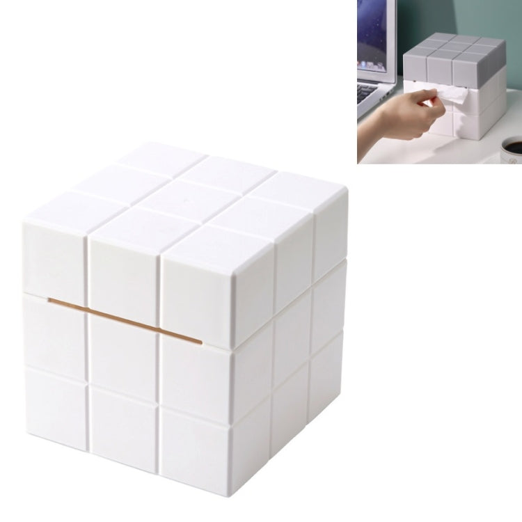 Caixa de Lenços em Forma de Cubo para Secretária, Branco Puro, Branco+Cinza, Branco+Rosa, Branco+Azul