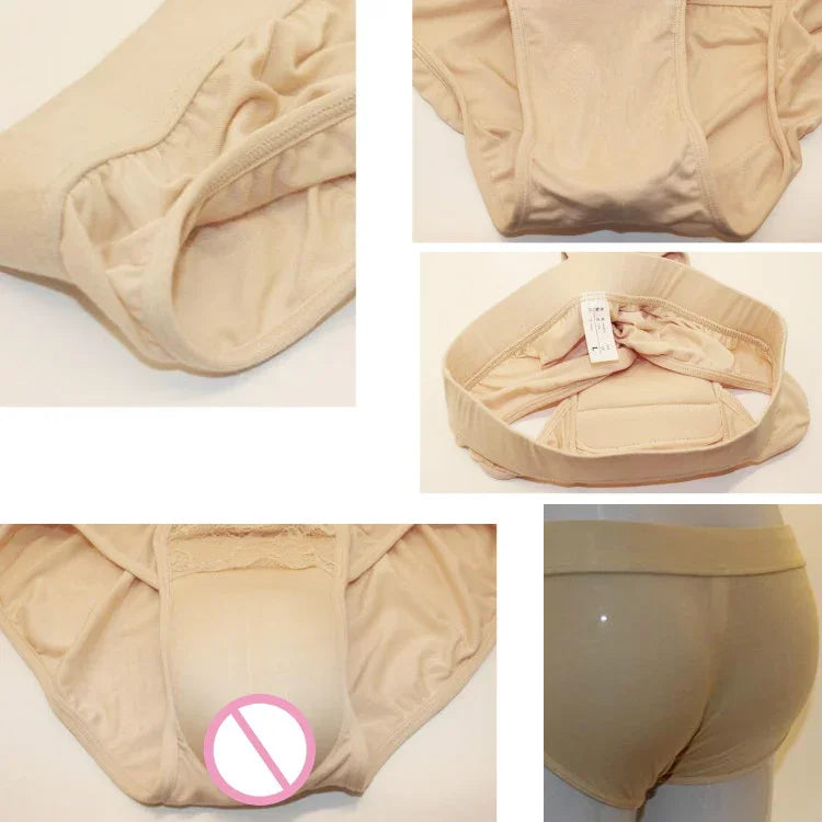 Roupa Interior CD Pseudo-mulher Disfarce Masculino Calças Ocultas para Corpo Inferior Roupa Interior para Cross-dressing, S, M, L, XL, XXL