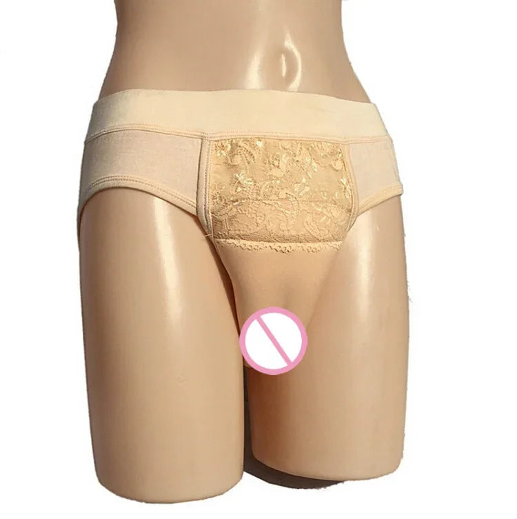 Roupa Interior CD Pseudo-mulher Disfarce Masculino Calças Ocultas para Corpo Inferior Roupa Interior para Cross-dressing, S, M, L, XL, XXL