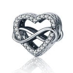 Contas Vazadas em Forma de Coração com Diamante em Prata Esterlina S925 Acessórios para Pulseira DIY, SCC432
