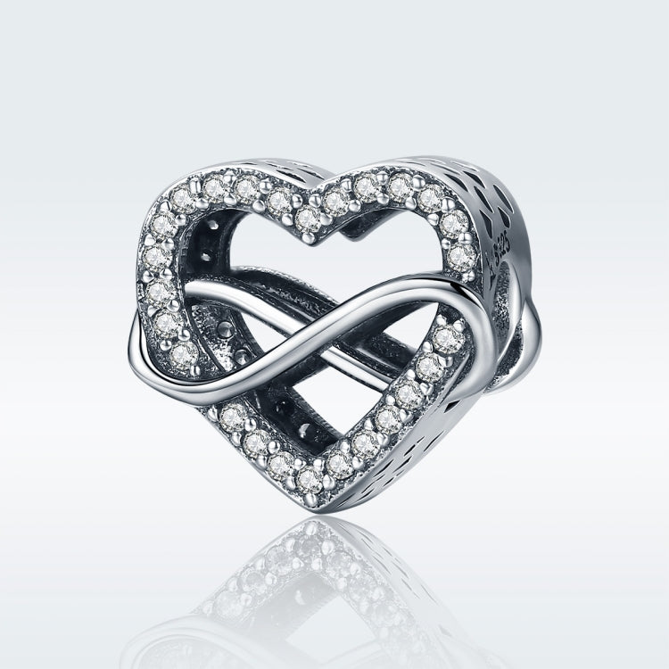 Contas Vazadas em Forma de Coração com Diamante em Prata Esterlina S925 Acessórios para Pulseira DIY, SCC432