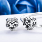 Contas Vazadas em Forma de Coração com Diamante em Prata Esterlina S925 Acessórios para Pulseira DIY, SCC432