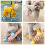 4 PCS/Conjunto Botas de Chuva de Silicone para Cão Desenho Animado, S, M, L