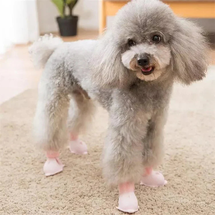 4 PCS/Conjunto Botas de Chuva de Silicone para Cão Desenho Animado, S, M, L