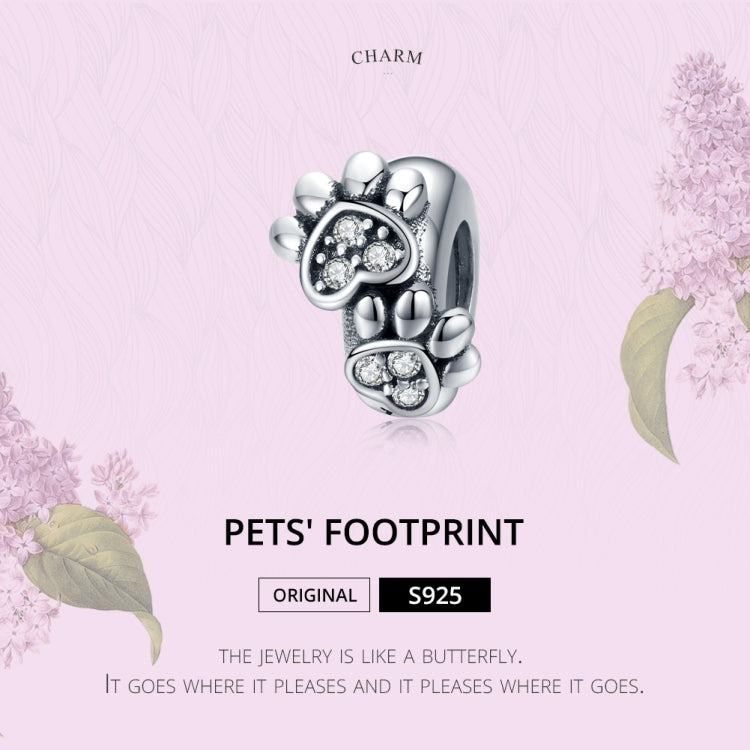 Contas de Pegada de Animal em Prata Esterlina S925 para Pulseiras DIY