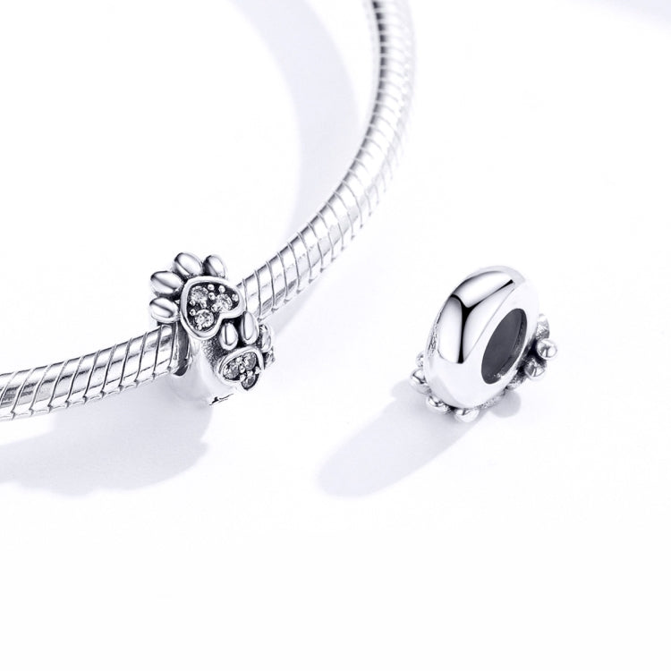 Contas de Pegada de Animal em Prata Esterlina S925 para Pulseiras DIY