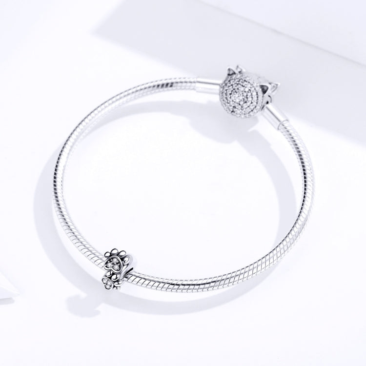 Contas de Pegada de Animal em Prata Esterlina S925 para Pulseiras DIY