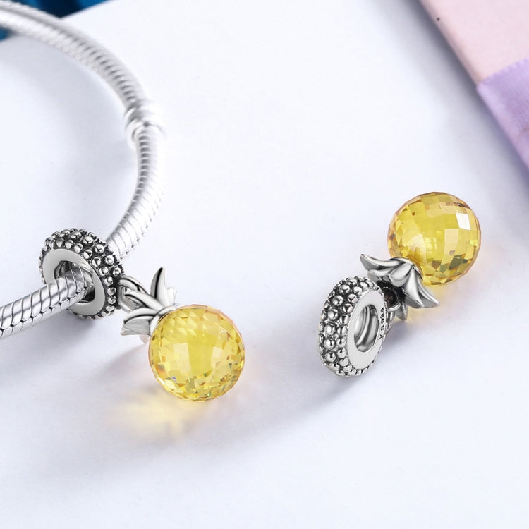 Pingente de Abacaxi da Série Frutas em Prata Esterlina S925 para Pulseiras DIY, SCC150