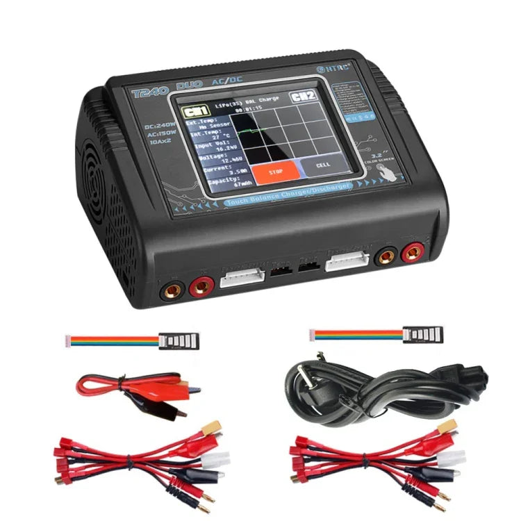 Carregador de Bateria de Lítio para Modelo de Avião de Controlo Remoto HTRC T240 Touch Balance, Carregador B6, Ficha UE, Ficha US