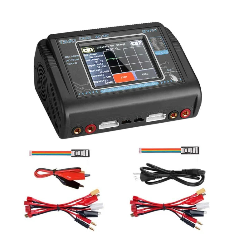 Carregador de Bateria de Lítio para Modelo de Avião de Controlo Remoto HTRC T240 Touch Balance, Carregador B6, Ficha UE, Ficha US