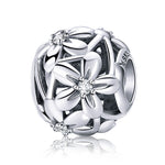 Contas em Forma de Flor com Gota de Óleo em Prata Esterlina S925 para Pulseiras DIY, SCC729