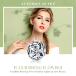 Contas em Forma de Flor com Gota de Óleo em Prata Esterlina S925 para Pulseiras DIY, SCC729