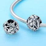 Contas em Forma de Flor com Gota de Óleo em Prata Esterlina S925 para Pulseiras DIY, SCC729