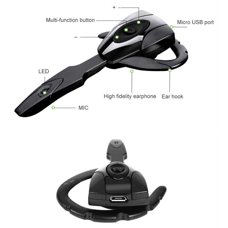 Auricular Bluetooth Empresarial ex-01 Bluetooth 4.1 com Gancho