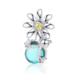 S925 Sterling Silver Daisy And Firefly Crystal Glass Loose Beads DIY Beaded Bracelet
