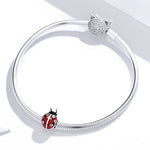 Pendente de Joaninha com Sete Estrelas em Prata Esterlina S925 para Pulseira DIY, SCC1481