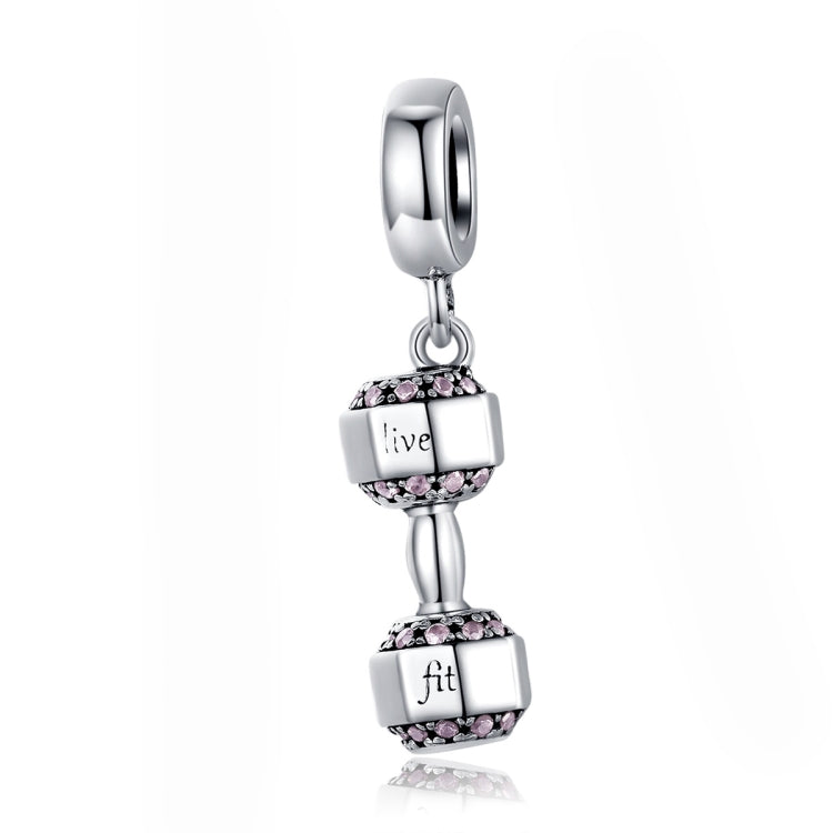 Pendente de Halteres em Prata Esterlina S925 para Equipamento de Fitness, Charme para Pulseira DIY, SCC1340