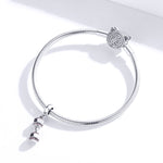 Pendente de Halteres em Prata Esterlina S925 para Equipamento de Fitness, Charme para Pulseira DIY, SCC1340