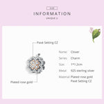 Contas de Trevo de Quatro Folhas com Zircão em Prata Esterlina S925 para Pulseira DIY, SCC1247