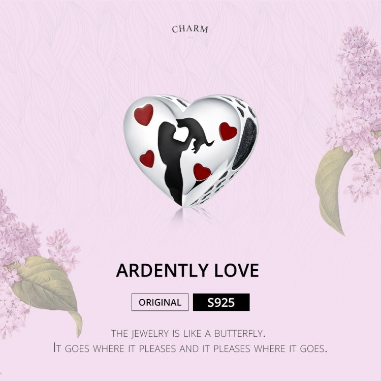 Pendente em Prata Esterlina S925 em Forma de Coração Ardentemente Amor, Acessórios para Pulseira DIY, SCC1508