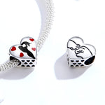 Pendente em Prata Esterlina S925 em Forma de Coração Ardentemente Amor, Acessórios para Pulseira DIY, SCC1508