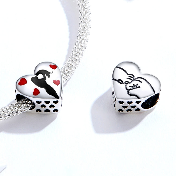 Pendente em Prata Esterlina S925 em Forma de Coração Ardentemente Amor, Acessórios para Pulseira DIY, SCC1508