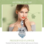 S925 Sterling Silver Blue Zircon Movable Owl Pendant DIY Bracelet Accessories, Pendant