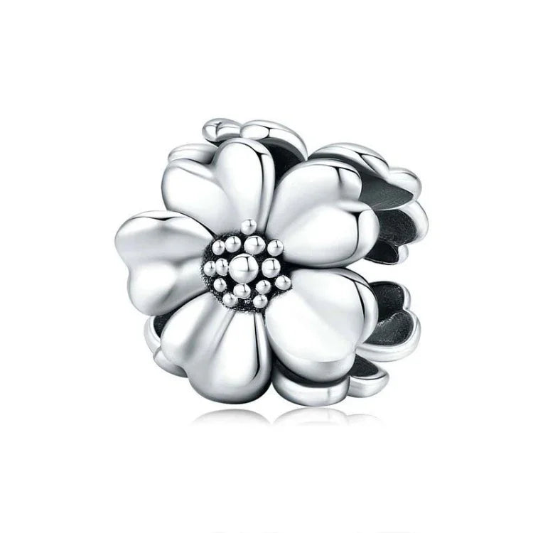 Acessórios para Pulseira DIY com Contas de Flor em Prata Esterlina S925, SCC1486