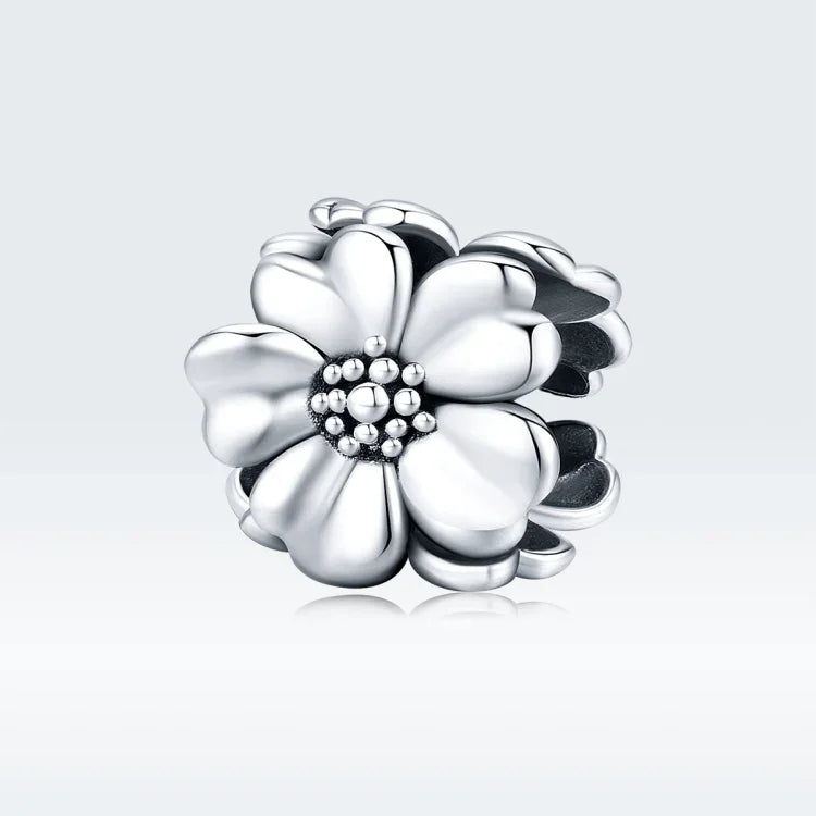 Acessórios para Pulseira DIY com Contas de Flor em Prata Esterlina S925, SCC1486
