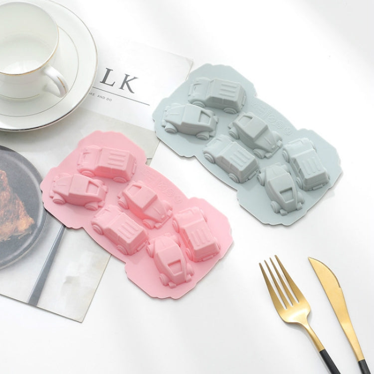 Molde criativo para bolo e chocolate 3D em silicone, 6 peças, forma de carro 3D (azul), forma de carro 3D (rosa)