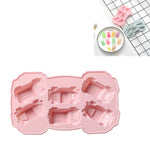 Molde criativo para bolo e chocolate 3D em silicone, 6 peças, forma de carro 3D (azul), forma de carro 3D (rosa)