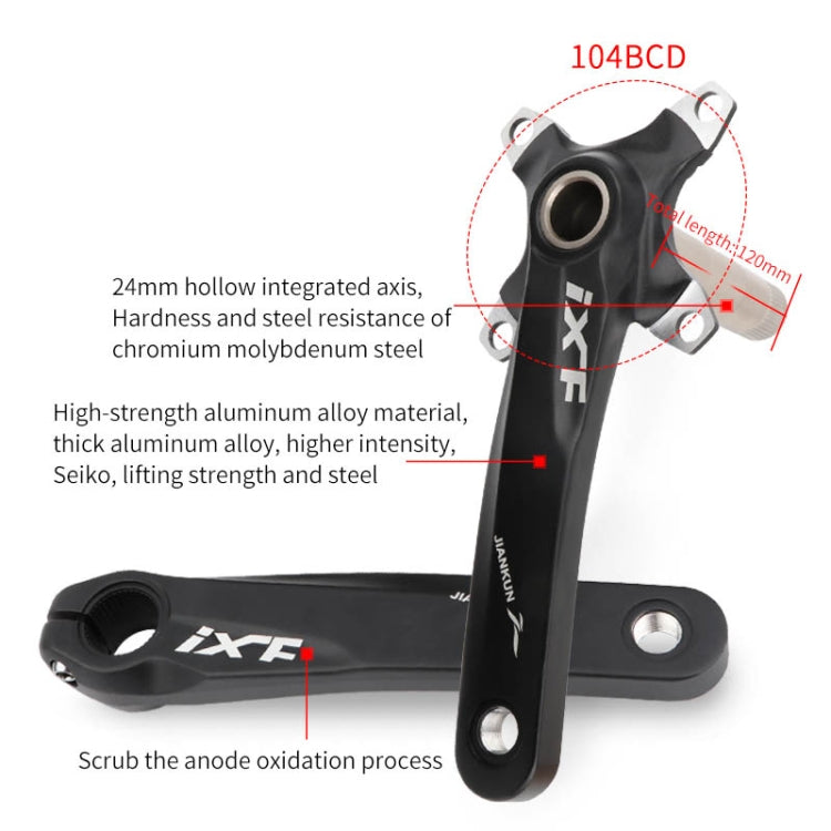 Pedaleira oca modificada JIANKUN IXF para bicicleta de montanha, prato único, pedaleiras esquerda e direita, eixo inferior, pedaleira esquerda e direita, pedaleira esquerda e direita + suporte inferior